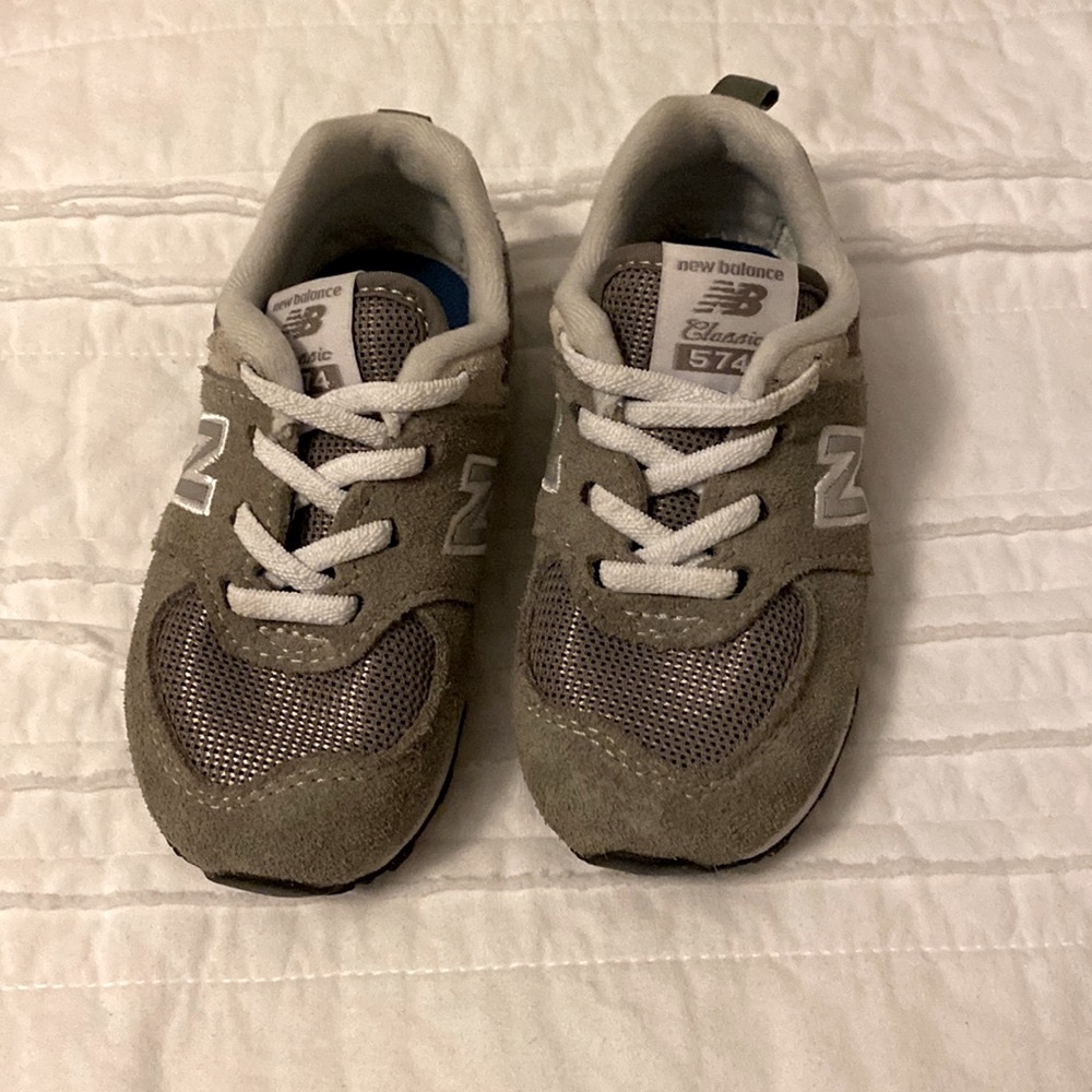 Gray and White toddler New Balances